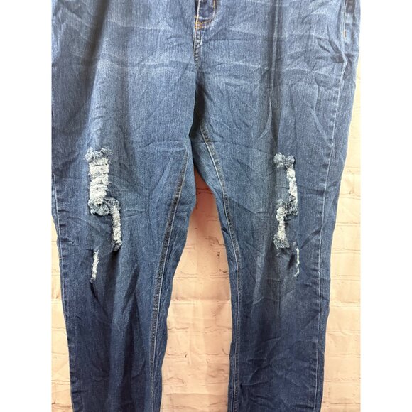 Trendy Collection Jeans Womens Size 20 Blue Skinny Distressed Denim - Picture 6 of 6